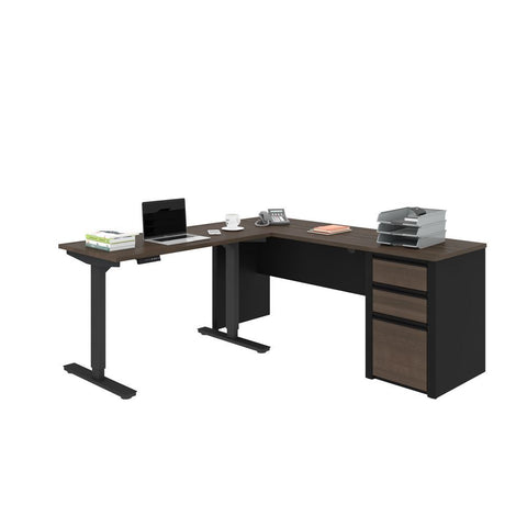 Bestar Connexion 72W 2-Piece set including a standing desk and a desk in antigua & black