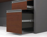 Bestar Connexion Credenza And Hutch Kit Including Assembled Pedestals In Bordeaux & Slate