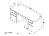 Bestar Connexion Executive Desk Kit Including Assembled Pedestals In Slate & Sandstone