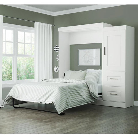 Bestar Edge Wall Bed w/2-Drawer Storage Unit in White