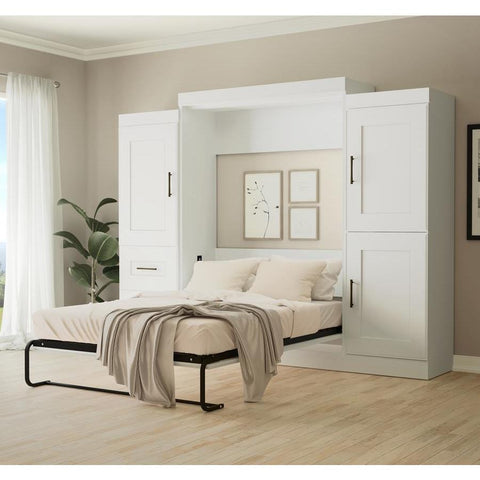 Bestar Edge Wall Bed w/Two 25 Inch Storage Units in White
