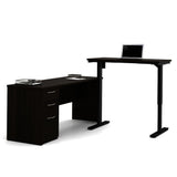 Bestar Embassy L-Desk w/Electric Height Adjustable Table in Dark Chocolate