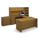 Bestar Embassy U-shaped Workstation And Accessories Kit In Cappuccino Cherry