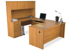 Bestar Embassy U-shaped Workstation And Accessories Kit In Cappuccino Cherry