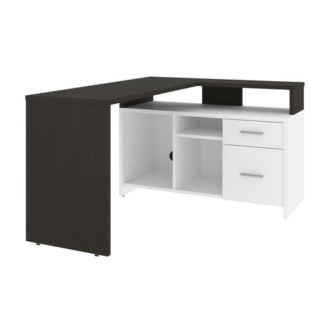 Bestar Equinox 57W 56W L-Shaped Desk in deep grey & white