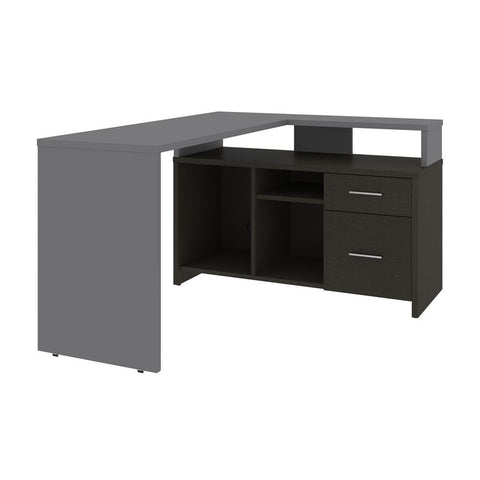 Bestar Equinox 57W 56W L-Shaped Desk in slate & deep grey
