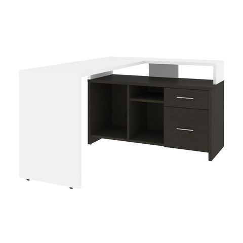 Bestar Equinox 57W 56W L-Shaped Desk in white & deep grey
