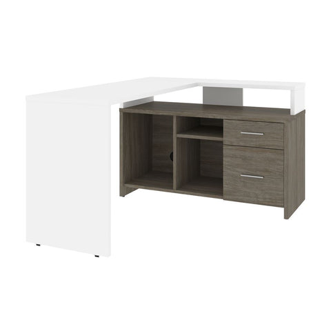 Bestar Equinox 57W 56W L-Shaped Desk in white & walnut grey