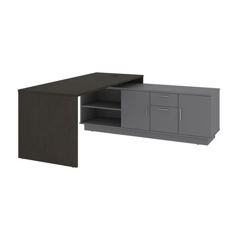 Bestar Equinox 72W L-Shaped Office Desk in deep grey & slate