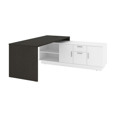 Bestar Equinox 72W L-Shaped Office Desk in deep grey & white