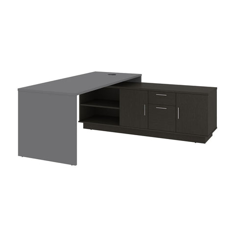 Bestar Equinox 72W L-Shaped Office Desk in slate & deep grey