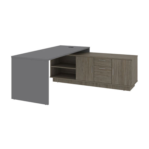 Bestar Equinox 72W L-Shaped Office Desk in slate & walnut grey