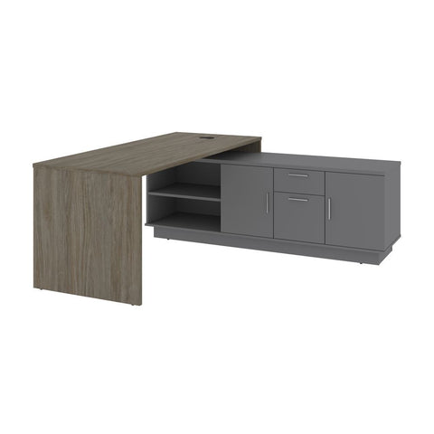 Bestar Equinox 72W L-Shaped Office Desk in walnut grey & slate