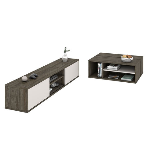 Bestar Fom 2-Piece Set including a TV stand and a Coffee table in walnut grey & sandstone