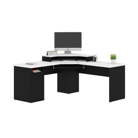 Bestar Hampton 71W Corner Desk in black & white
