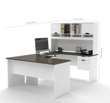 Bestar Innova U-Shaped Desk w/Accessories in White & Antigua