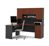 Bestar Manhattan L-Shaped Workstation w/Lateral File & Bookcase in Bordeaux & Graphite