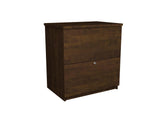 Bestar Manhattan L-shaped Workstation With Lateral File And Bookcase In Secret Maple & Chocolate