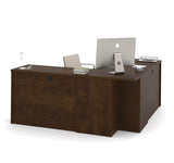 Bestar Prestige Plus Corner Desk w/One Pedestal in Chocolate