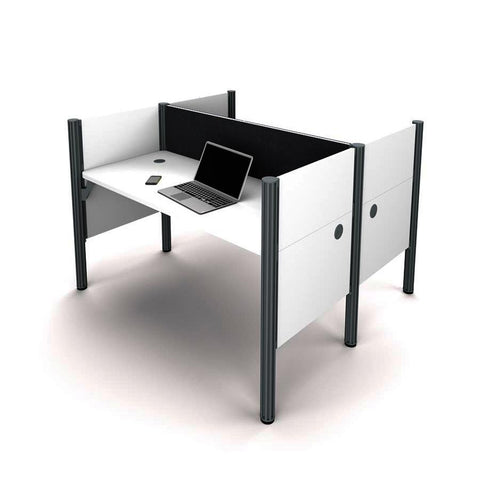 Bestar Pro-Biz Double Face to Face Workstation in White w/Gray Tack Boards