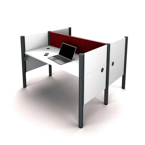 Bestar Pro-Biz Double Face to Face Workstation in White w/Red Tack Boards