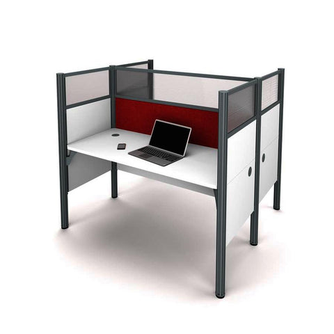 Bestar Pro-Biz Double Face to Face Workstation w/Privacy Panels in White w/Red Tack Boards