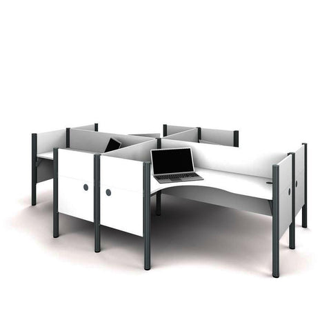 Bestar Pro-Biz Four L-Desk Workstation in White