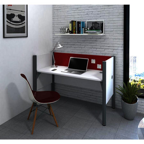 Bestar Pro-Biz Simple Workstation in White w/Red Tack Board