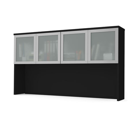 Bestar Pro-Concept Plus 72W Hutch with Frosted Glass Doors in black