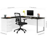 Bestar Pro-Concept Plus L-Desk w/Metal Leg in White & Deep Grey