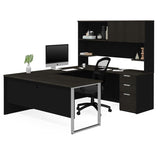 Bestar Pro-Concept Plus U-Desk w/Hutch in Deep Grey & Black