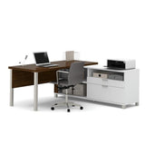 Bestar Pro-Linea 120883-30 L-desk In White & Oak Barrel