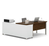 Bestar Pro-Linea 120883-30 L-desk In White & Oak Barrel