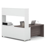 Bestar Pro-Linea 120884-47 L-desk With Hutch In White & Bark Grey