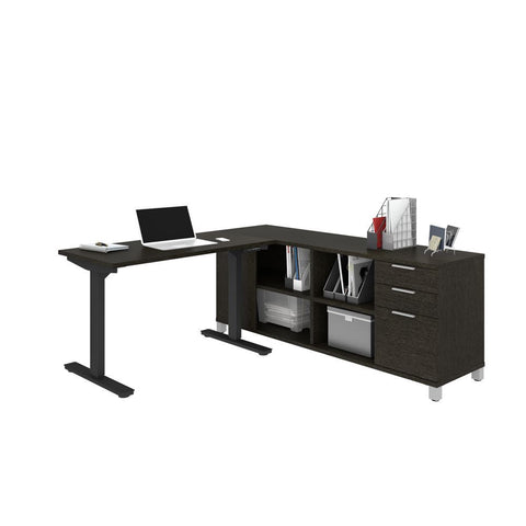 Bestar Pro-Linea 72W 2-Piece set including a standing desk and a credenza in deep grey