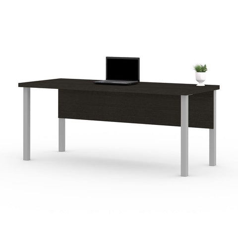 Bestar Pro-Linea 72W Table Desk with Square Metal Legs in deep grey