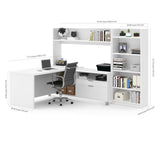 Bestar Pro-Linea L-Desk w/Bookcase in White