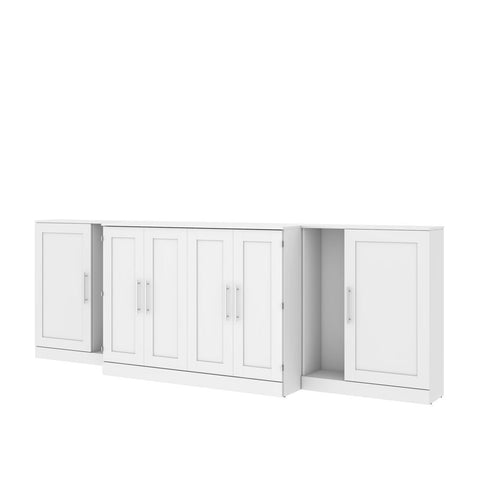 Bestar Pur 133W Full Cabinet Bed with Mattress and two 36" Storage Units in white