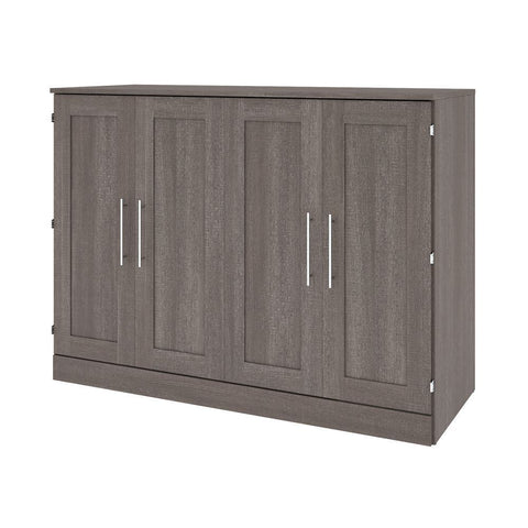 Bestar Pur 61W Full Cabinet Bed with Mattress in bark grey