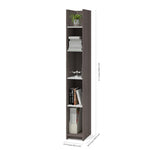 Bestar Small Space 10 Inch Storage Tower in Bark Gray & White