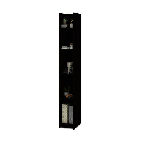 Bestar Small Space 10 Inch Storage Tower in Dark Chocolate & Black