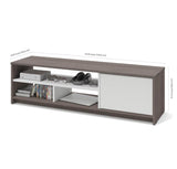 Bestar Small Space 2-Piece Lift-Top Storage Coffee Table & TV Stand Set in Bark Gray & White