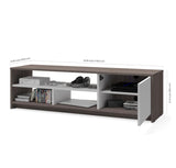 Bestar Small Space 2-Piece Lift-Top Storage Coffee Table & TV Stand Set in Bark Gray & White