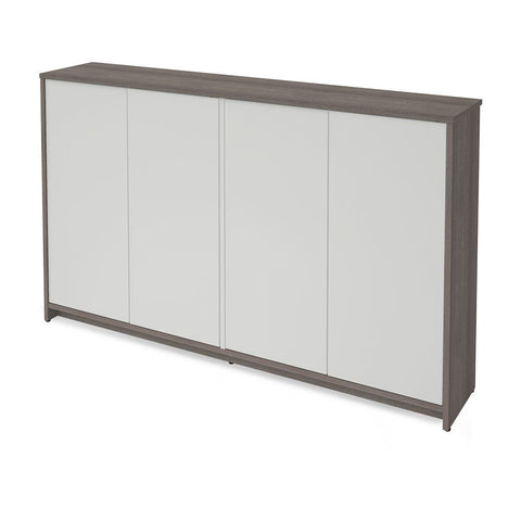 Bestar Small Space 60" Storage Cabinet in bark grey & white