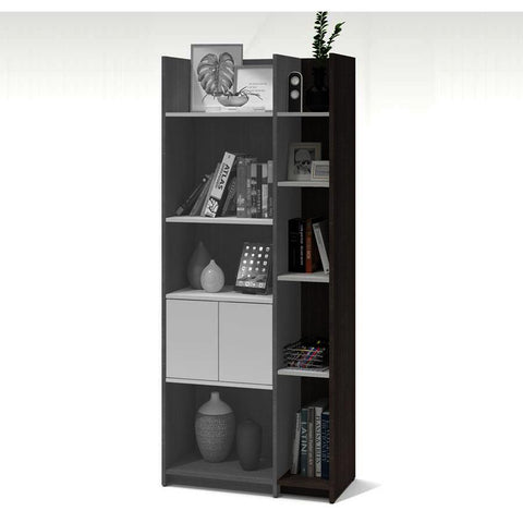 Bestar Small Space 9.5 Inch Add-on Storage Tower in Bark Gray & White