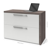Bestar Small Space Sliding Computer Desk in Bark Gray & White
