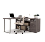 Bestar Solay L-Shaped Desk in Bark Gray