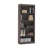 Bestar Solay L-Shaped Desk w/Lateral File & Bookcase in Bark Gray