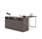 Bestar Solay L-Shaped Desk w/Lateral File & Bookcase in Bark Gray