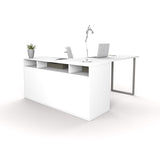 Bestar Solay L-Shaped Desk w/Lateral File & Bookcase in White